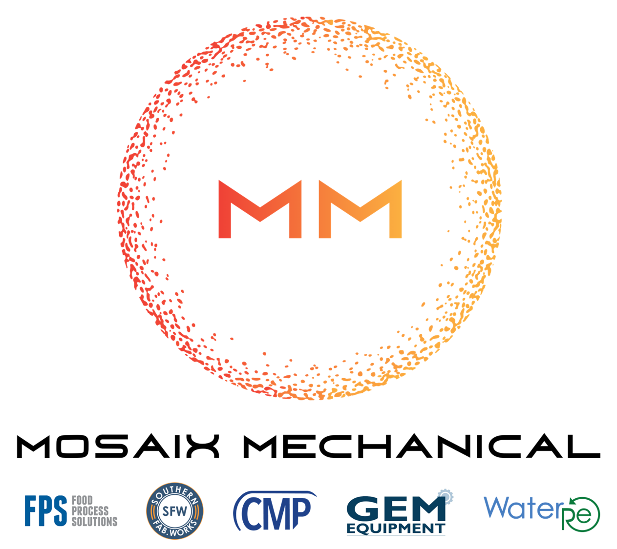 Mosaix Mechanical logo with industrial partner company logos